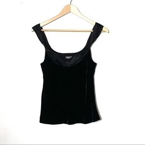 Ann Taylor black velvet and satin finish Cami top